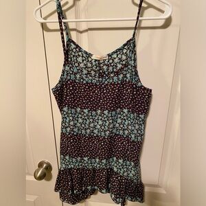 Orange Creek Spaghetti Strap Top Pink & Blue Flowers Sz L